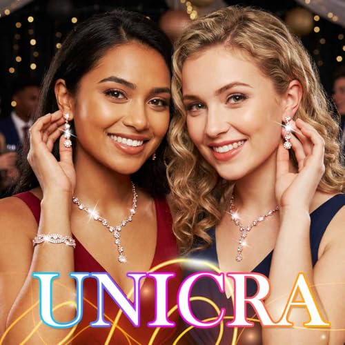 Silver Wedding Jewelry Sets Rhinestone Necklace Earrings Bracelet Set Prom Formal Costume Jewelry for Women and Brides - color: Rose Gold