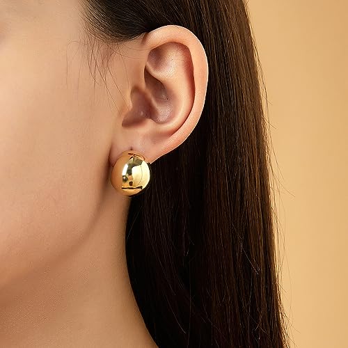 Gold Stud Earrings for Women, Trendy Geometric 14K Gold Plated CZ Crystal Stud Lightweight Hypoallergenic Jewelry for Her - color: Gold Hoop