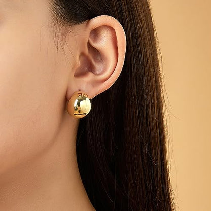 Gold Stud Earrings for Women, Trendy Geometric 14K Gold Plated CZ Crystal Stud Lightweight Hypoallergenic Jewelry for Her - color: Gold Hoop