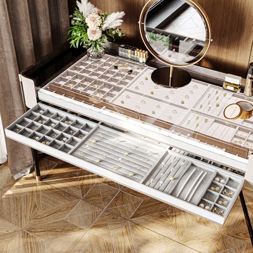 Oirlv Velvet 7 Slots Ring Earrings Studs Tray Showcase Display Jewelry Organizer - size: 7 Slot Ring Display