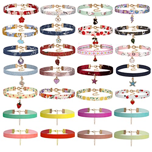 K&Q 30PCS Black Classic Gothic lace Velvet Pendant Necklace Chain Henna Chokers Necklaces Stretch Elastic for Women and teenagers