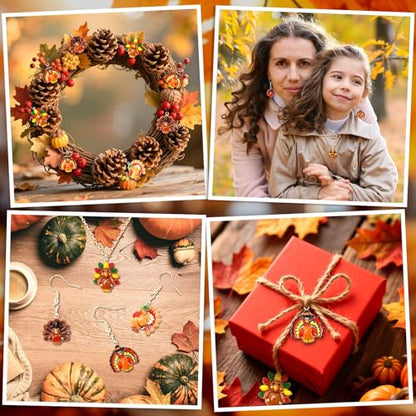 64 Pcs Turkey Resin Charms, Thanksgiving Charm for Jewelry Making | Premium Resin, 4 Styles, Fall Turkey Pendants Ornament, DIY Crafts Bracelet Necklace Earrings Jewelry Making Decorations - style: Turkey Style