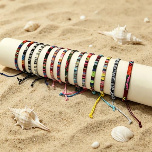 24 Pcs Boho Surfer Ankle Bracelets Adjustable Handmade Braided String Rope Friendship Bracelet Colorful Anklet Summer Rope Anklet Bracelets Waterproof Surfer Beach Bracelet Boho Jewelry for Women Men