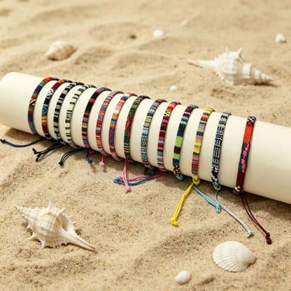 24 Pcs Boho Surfer Ankle Bracelets Adjustable Handmade Braided String Rope Friendship Bracelet Colorful Anklet Summer Rope Anklet Bracelets Waterproof Surfer Beach Bracelet Boho Jewelry for Women Men