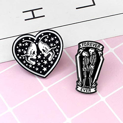 Premium Handmade Enamel Lapel Pin Brooch Badge - color: Day of the Dead Forever Ever, size: 1 Pin
