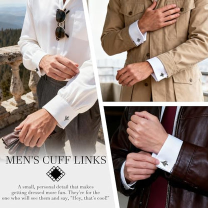 HAWSON Various Unique Cuff Links Mens, Animal/Tactical/Music/Holiday/Cufflinks, Themed Wedding Dinner Party Gift Suit Accessories - style: Airplane 2