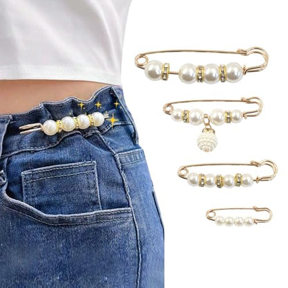 8 PCS Pearl Brooch Pins, Faux Pearl Rhinestones Brooches, Secure Safety Pins for Dresses, Sweaters, Scarves & Cardigans - color: Style 1
