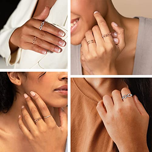 Bestyle Simple S925 Sterling Silver Infinity Rings Cubic Zirconia Rings, Nice Cute BFF Friendship Rings, Dainty Eternity Promise Wedding Bands Perfect Every Day Ring, Size 4-12, Words Engavable - color: 2.Plain Infinity Ring (NO custom)