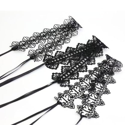 Pink Lace Choker Necklace Set, 10 Pieces - color: Black-3
