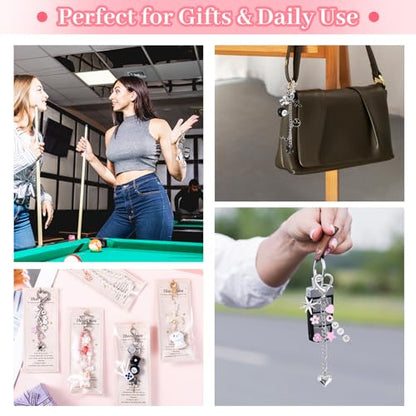 Wurosi 945PCS Bag Charm Kit Gold & Silver,Bag Charm Craft Supplies | Charms Lip Gloss Keychain Making Kit,Perfect DIY Jewelry Crafts Party, or Family Activity & Gift for Adults - color: 945 Pcs Gold+Silver Keychain Kit