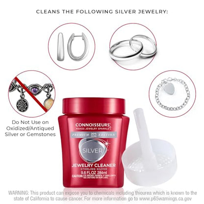 CONNOISSEURS Premium Edition Jewelry Cleaner, Value Size 9.6oz - Pick from Fine, Silver or Delicate Jewelry Cleaner - style: Silver Cleaner Premium - 9.6 Ounce