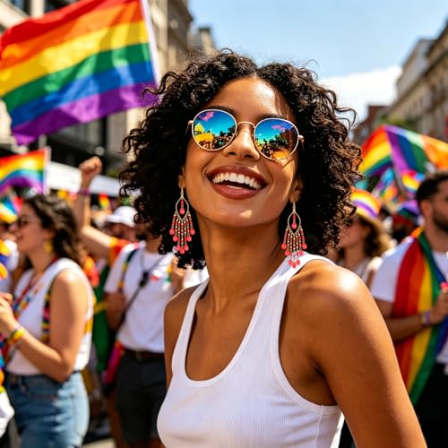 Boho Chandelier Earrings, Beaded Tasse Dangle Earring for Women, Red, Black, Blue, White, Colorful Long Earrings - color: Red