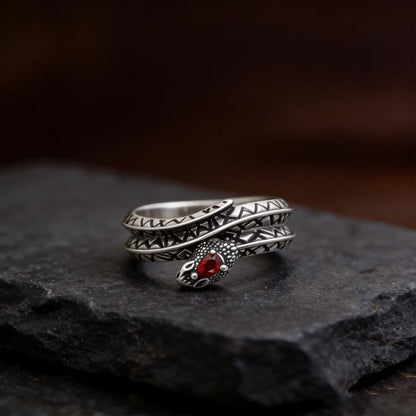 HAIXIAN Innovation Retro Snake Inlaid with 7A grade Zircon Gemstones Ring,S925 Sterling Silver Punk Gothic Cocktail Party Creative Snake Ring for Women - color: Ring_B