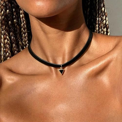 Black Necklaces for Women,Adjustable Layered Collar,Goth Jewelry - color: Triangle