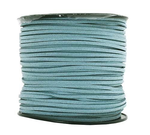 Mandala Crafts Dusty Blue Faux Suede Cord for Jewelry Making - 2.65mm 100 Yards Flat Vegan Leather Strings Laces Strips for Bracelets, Necklaces, DIY Crafts, and Dream Catchers Supplies - color: Dusty Blue, size: 2.65mm 100 Yards