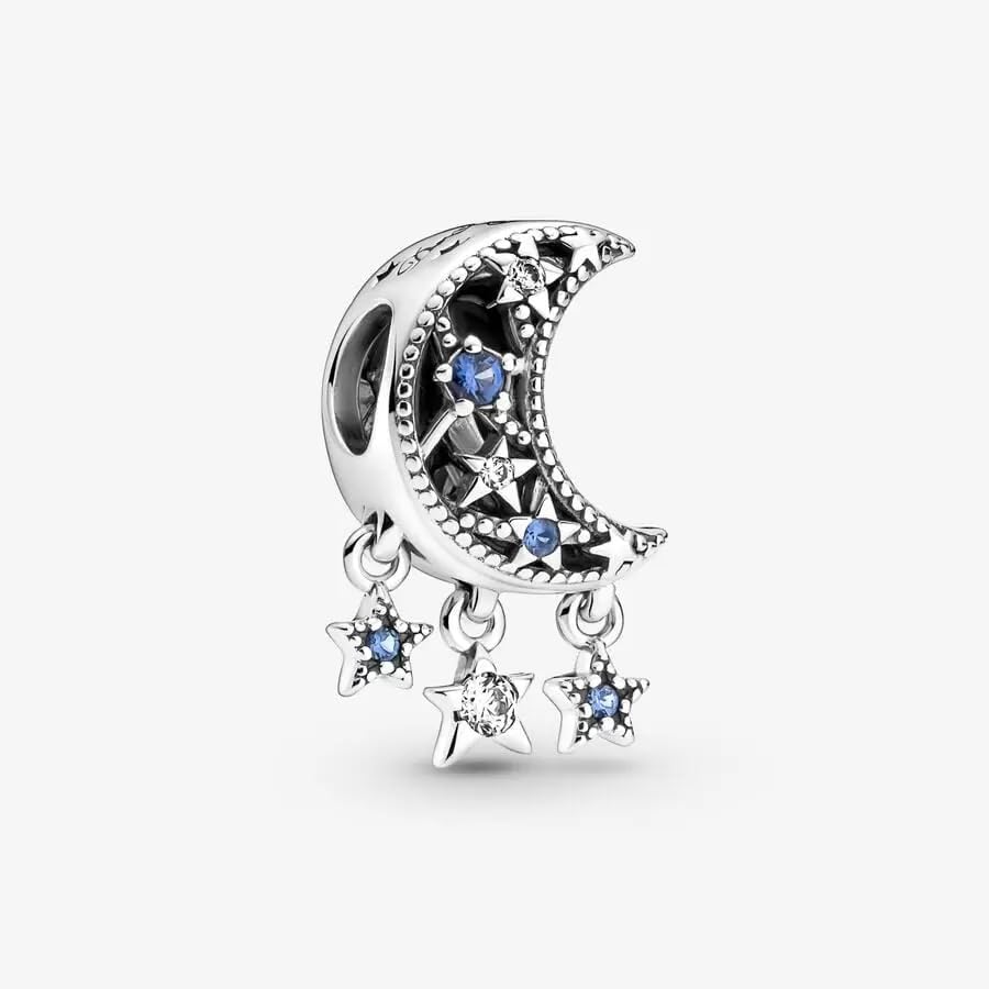 PANDORA Star & Crescent Moon Charm - Bracelet Charm for PANDORA Moments Bracelets - Stunning Women's Jewelry - Gift for Women - Made with Sterling Silver & Cubic Zirconia - With Gift Box