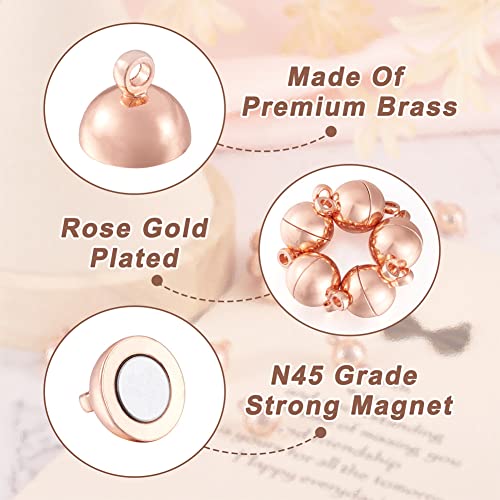 Craftdady 20 Sets Rose Gold Round Magnetic Clasps 14.5x8mm Magnet Converters Locking Clasps for Jewelry Bracelet Necklace Making Hole:1.6mm - color: Rose Gold