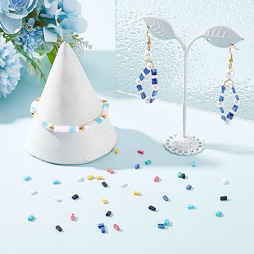 SUNNYCLUE 1 Box 800Pcs 8 Style 1/2 Tila Beads Double Hole Glass Tile Beads Bulk Glass Mini Flat Loose Spacer s for Jewelry Making DIY Craft Multi-Strand Embroidery Curtains Gift - color: 800pcs 8 Styles Opaque Glass Beads