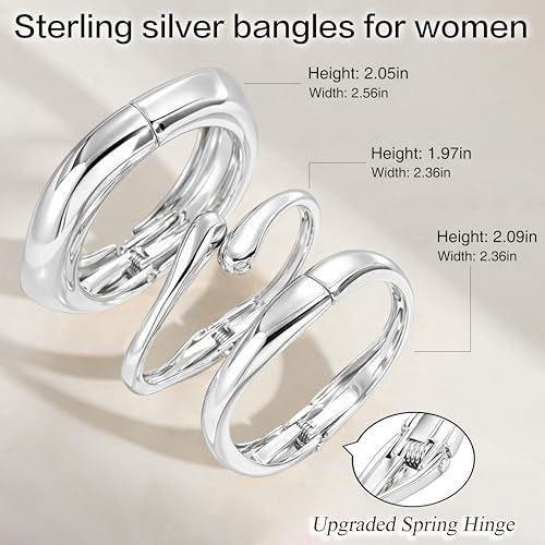 Chunky Gold Bangle Bracelets for Women, 14K Gold Plated Big Stackable Cuff Bracelet Set, Dainty Thick Dome Teardrop Bangles, Trendy Statement Jewelry Fashion Accessories - color: Silver