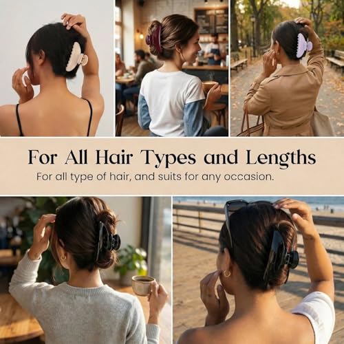 4Pcs Large Claw Hair Clips for Women, 4-Inch Durable Hair Claw Clips Smooth & Easy to Wear|No Snagging & a Secure Grip, Fashion Hair Accessories for Thin & Medium Thick Hair(Blue Apricot Gray Green) - color: Group 2