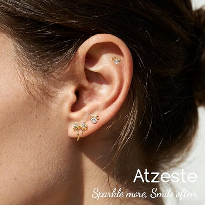 Shiny Gold Butterfly Earrings for Women | 14K Real Gold Plated Butterfly Earrings for Women, Dainty & Trendy Butterfly Stud Earrings for Fashion Jewelry Gifts - color: AZ40