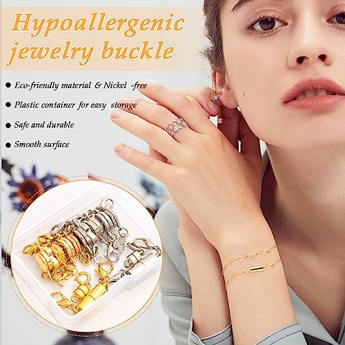 Paxcoo 12Pcs Magnetic Necklace Clasps and Closures, Locking Magnetic Jewelry Clasps, Magnetic Necklace Extender, Necklace Clasp Helper for Necklaces, Bracelets and Jewelry - size: 0.7 - 1.8 inches (Assorted Sizes)