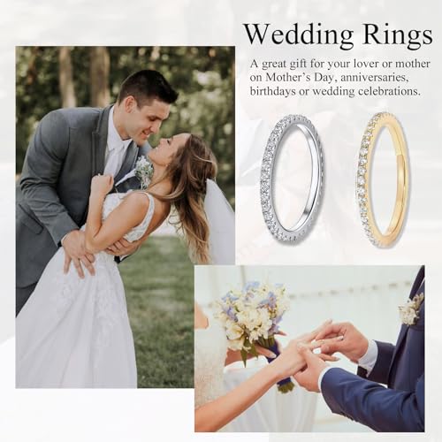 14K Gold Plated Stackable Ring - Timeless Eternity Bands Adorned with Genuine CZ Simulated Diamonds, Ideal for Women Who Cherish Glamour and Adaptable Style - color: Silver