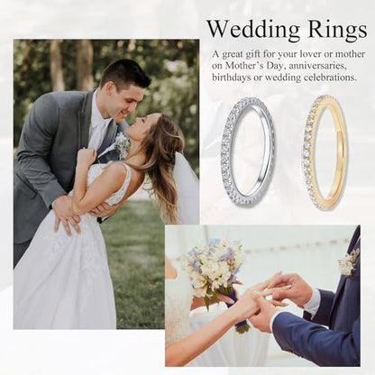 14K Gold Plated Stackable Ring - Timeless Eternity Bands Adorned with Genuine CZ Simulated Diamonds, Ideal for Women Who Cherish Glamour and Adaptable Style - color: Silver