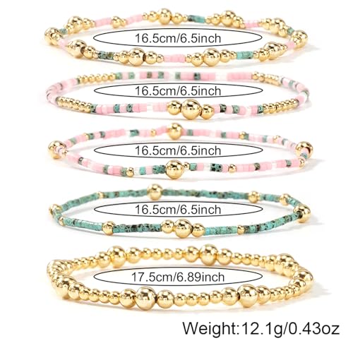 Gold Bracelets for Women, Beaded Cross Stack, Non Tarnish Set，Set-1 | Gold Beaded Bracelet Stack with Stretch Fit, Waterproof Finish and Dainty Design for Everyday Wear and Gifts - color: Colors-4