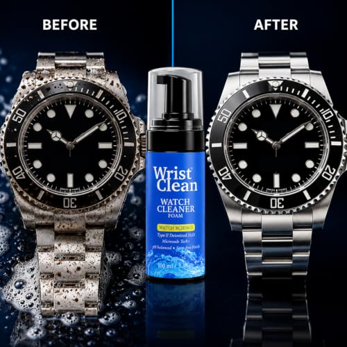 Royal Watch Cleaning Kit | (1x) Watch Cleaner Foam 100ML, (1x) Large Drying Towel, (2x) Non-scratch Brushes, (1x) Microfiber Pouch | USA Made (5 piece Set) | Science Formulation for Gentle Care | Special in-house Formulation for Reducing Scratches During