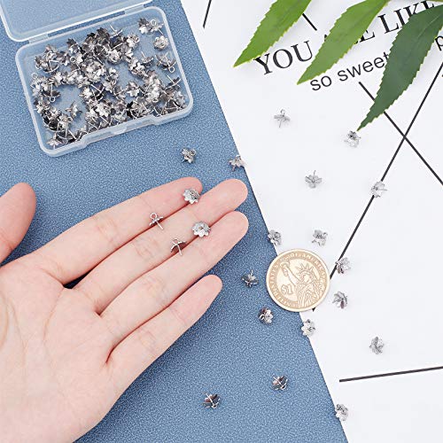 UNICRAFTALE 100pcs Stainless Steel Screw Eye Pin Peg Bails Cup Pearl Peg Bails Pin Pendants Small Pin Eye Screws Connectors Pendants Clasps Hooks for Half Drilled Beads Jewelry Earring Making 8mm Long - color: Stainless Steel Color-Flower