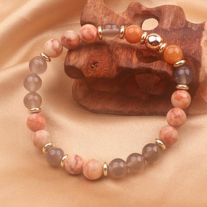 KSQS Healing Stone Bead Bracelet for Women, Natural Gemstones Balance Protection Bracelet, Spiritual Crystal Beads Bracelet Anxiety Relief with Meaning Card - color: Love & Light