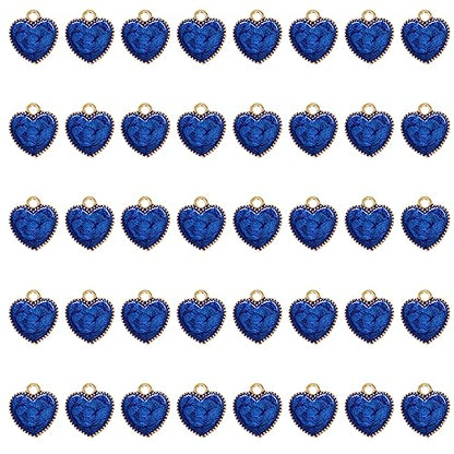 Honbay 40PCS Enamel Alloy Charms Pendant Dainty Cute Love Heart Shaped Pendants Valentine's Day Pendant Bead Charms for Keychains Earrings Bracelets Necklaces Jewelry Making and DIY Crafts - color: Blue