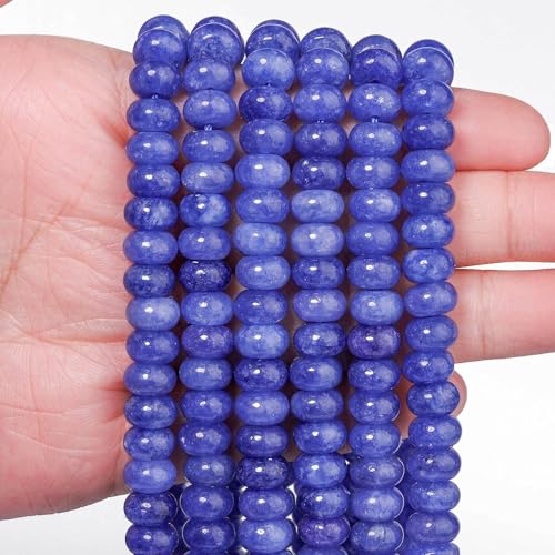 Songxi 5x8mm Natural Dark Blue Stone Rondelle Beads, 75PCS Spacer Round Loose Abacus Beads for Jewelry Making, Gemstone for Bracelet Necklace Earrings, Arts and Crafts - color: Dark Blue