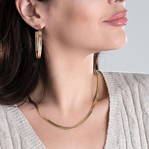 Turandoss Dainty Gold Choker Necklaces for Women - 14K Gold Plated Handmade Medallion Snake Link Chain Cross Star Moon Adjustable Simple Choker Necklaces for Women Jewelry - style: "Snake Chain-4mm