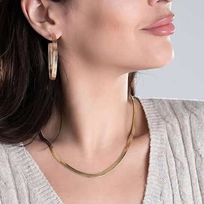Turandoss Dainty Gold Choker Necklaces for Women - 14K Gold Plated Handmade Medallion Snake Link Chain Cross Star Moon Adjustable Simple Choker Necklaces for Women Jewelry - style: "Snake Chain-4mm