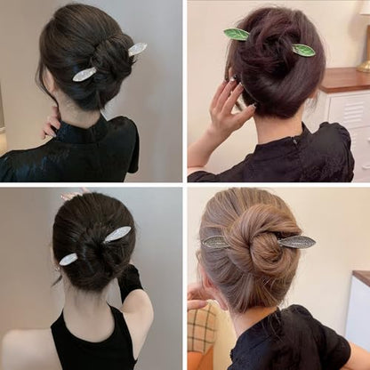2 Pcs French Hair Pins for Women,Hair Sticks for Buns,Buns and Updos with No Hair Damage,Gold Metal Rhinestone French Pin Great Hold,Suitable for fine & thick hairUS316 (Gold) - color: Gold