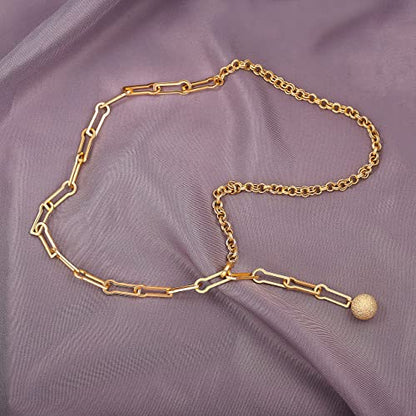 Aobei Pearl 18K Gold Plated Moon Star Lion Evil Eye Love Heart Cross Pendant Necklace Medallion Paperclip Chian Choker Layering Jewery for Women - color: Golden Matte Ball