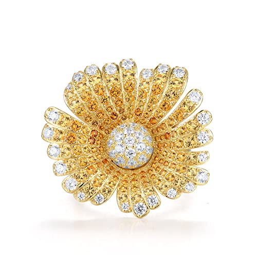 Santuzza Sterling Silver Gemstone Flower Ring for Women - color: [A]Daisy-Yellow