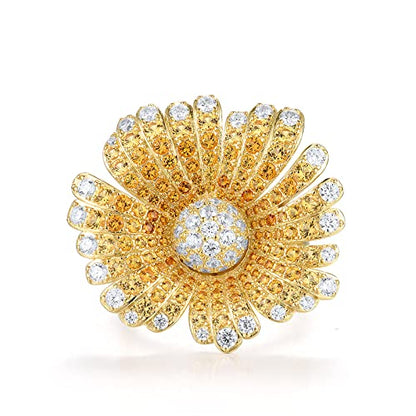 Santuzza Sterling Silver Gemstone Flower Ring for Women - color: [A]Daisy-Yellow