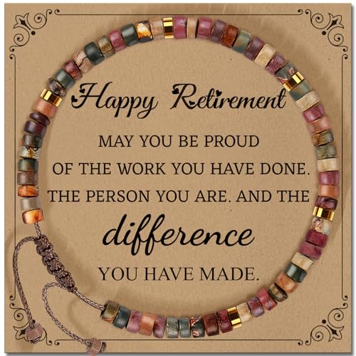 Inspirational Bracelet Gifts for Women, Natural Stone Beaded Bracelets | Thinking of You Get Well Soon Encouragement Healing Bracelets Christmas Day Birthday Gifts for Women Friends Sister - color: A-S JASPER STONE-RETIREMENT