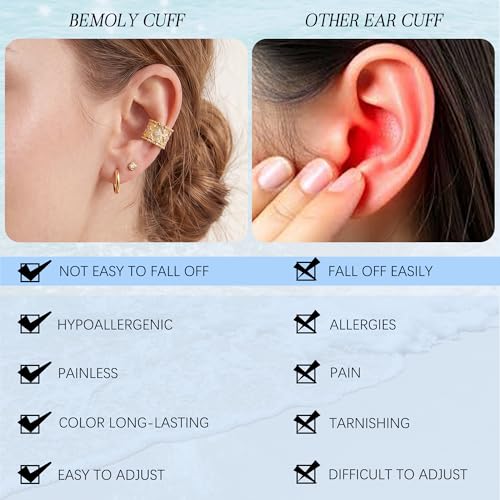 Gold Ear Cuff for Women, 14K Gold Plated Single Non-Pierced Earring with Micro-Pave Cubic Zirconia Adjustable Open Ear Clip for Daily Wear & Special Occasions - color: ear cuff-S 001