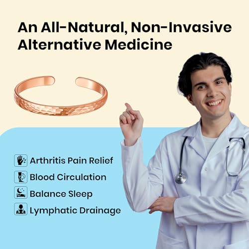 Healing Monk Pure Copper Bracelet for Men & Women – Handmade Uncoated Copper Jewelry Cuff – Adjustable Healing Copper Bracelets for Arthritis – Mens & Womens Copper Cuff Pulsera de Cobre - style: Terra