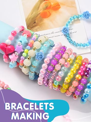 Elastic Bracelet String Cord Set 4 Rolls Stretchy Bracelet String 0.4mm 0.6mm 0.8mm 1mm Transparent Beading Thread Clear Bead Cord for Beading, Bracelet and Jewelry Making
