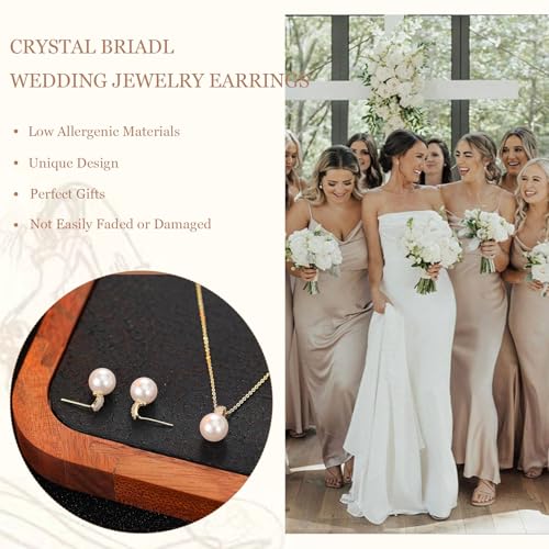 Wedding Jewelry Sets for Brides Bridesmaid Pearl Jewelry Set Fancy Gold Flower Necklace and Earrings Simple Pearl Necklace for Women Bridal Earrings Wedding Accessories Essentials Gifts - color: A4:2pcs-pearl jewelry set
