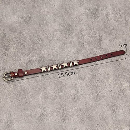 Jeilwiy Punk Leather Wristbands for Men Bracelets Handmade Wide Cuff Bangle Braided Jewelry Black Brown Adjustable - Punk Father's Gifts - color: HGB117