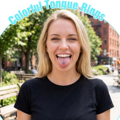 48Pcs Tongue Piercing Jewelry 14G Glow in Dark Acrylic Straight Tongue Rings Flexible Tongues Barbell Candy Color Tongues Rings for Women Men