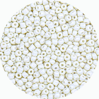 Legefo 4mm Glass Seed Beads Bulk, Beige 6/0 Small Mini Pony Seed Beads, Tiny Round Craft Bead for Bracelet Necklace Wrist Jewelry Making Beading Weaving DIY Crafts Supplies, 1000pcs - color: Beige
