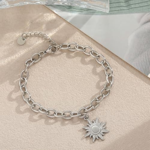 10 PCS Bracelets for Women Stainless Steel Chain Link Bracelet Set | 6.7 Inches with Extender, Jewelry Gifts for DIY, Chains Bulk, Oval, Curb, Figaro Chains, 18K Gold Plated, Silver, Chunky - color: Rolo Silver