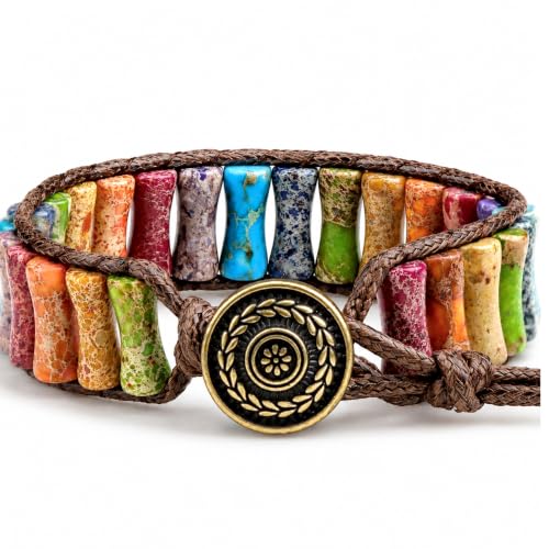 MOINSPIRE Boho Beaded Bracelets for Women - Adjustable Handmade Wrap Bracelet with Tube Natural Stone Beads, Colorful Beaded Strap Bohemian Jewelry Braided for Birthday Gifts - color: Mix Color